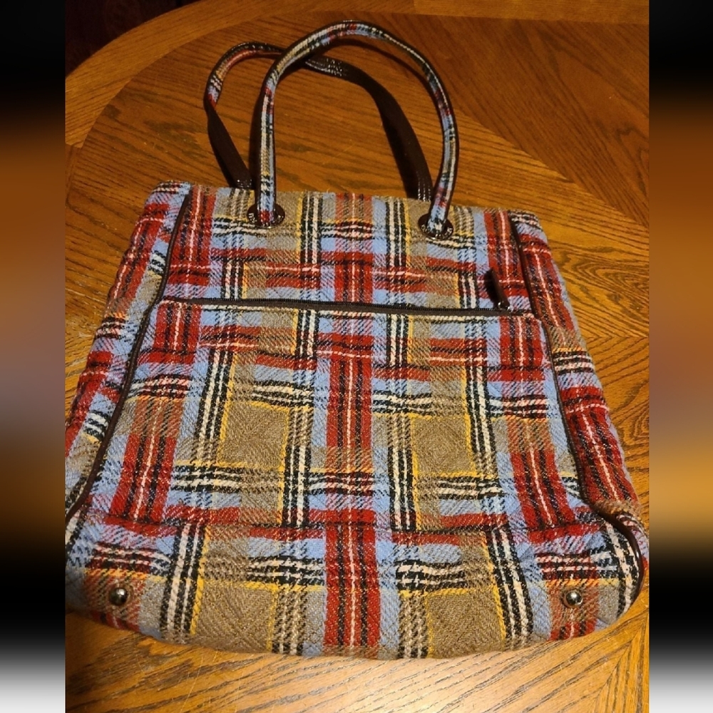 Vera bradley wool plaid tote bag